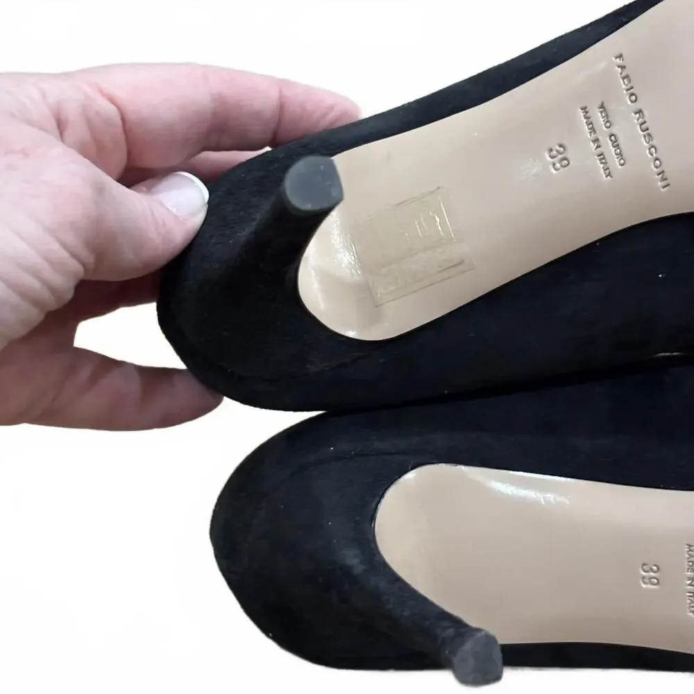 Fabio Rusconi Black Suede Pointed Toe Heels |‎ Made in Italy | Size 39 US 9
